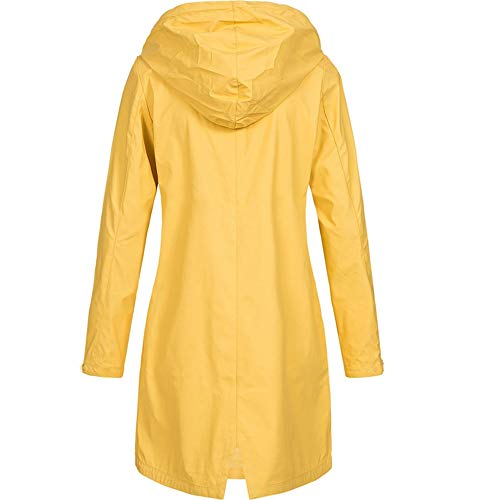 Lazzboy Damen Jacke Hoodie Wasserdicht Mantel Winddicht Friesennerz|Regenjacke Wetterjacke Kapuze Mit Schirm Wasserdicht,Wetterfest&Regenschutz Gummiert(Gelb,M)