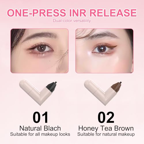 2Pcs Eyeliner Stempel Wing Eyeliner Stamp Doppelendmarker Lidstrich Stempel Eyeliner Stempel Wing Schnell Trocknender Smudge Resistan Anhaltend Wasserfest für Alle Augenformen mit Mini Spiegel