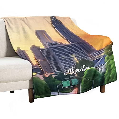 Manta mullida para sofá de Atlanta City Scene para cama, sofá, Atlanta, manta de franela de doble cara para niños, niños, adultos, 130 x 150 cm