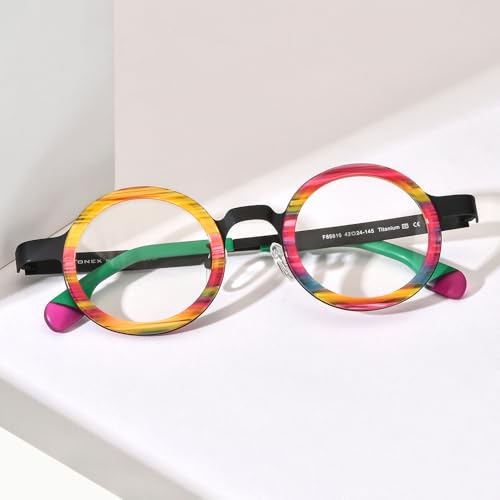 Image of FONEX Acetate Titanium Glasses Frame Women Round Eyeglasses Vintage Eyewear F85816