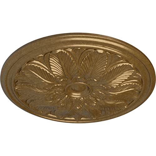 Image of Ekena Millwork CM22BOPAS 22 5 /8 OD x 1 3 /4 P Bordeaux Ceiling Medallion (fits Canopies up to 3 1 /4), Hand-Painted, Pale Gold