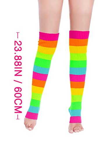 Image of v28 Women Warm Leg Warmers 80s Retro Party Costume Knit Ballet Neon Long Socks