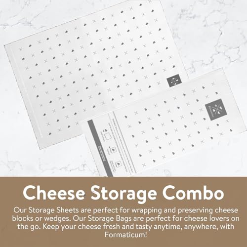 Formaticum - 10-Pack Reusable Cheese Storage Bags | Size 5" x 11" | Professional-Grade Cheese Strorage Bag | Store Cheese, Sandwiches, and Charcuterie | Kitchen Organization | Manufactured in Germany