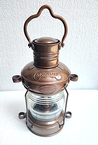 Ganga Nautical Schiffslaterne aus Messing, 12 Stück, maritim, maritim, Heimdekoration, Bootslampen, Material: Glas und Messing