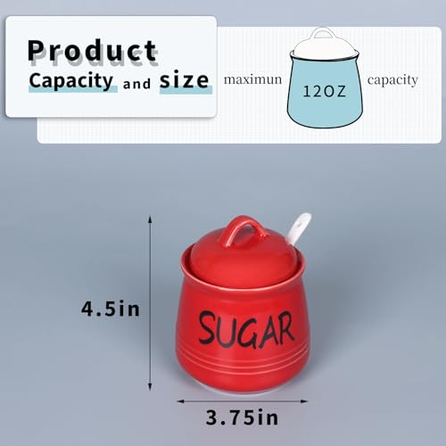 HAOTOP Porcelain Sugar Bowl with Lid and Spoon