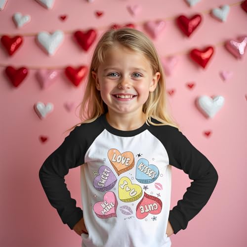 Toddler Girl Valentines Shirt Cute Love Heart Graphic T-Shirt Funny Valentines Raglan Long Sleeve Tee Tops4
