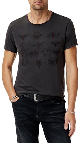 T-shirt John Varvatos Insect Eyes pour homme en coton noir et col rond