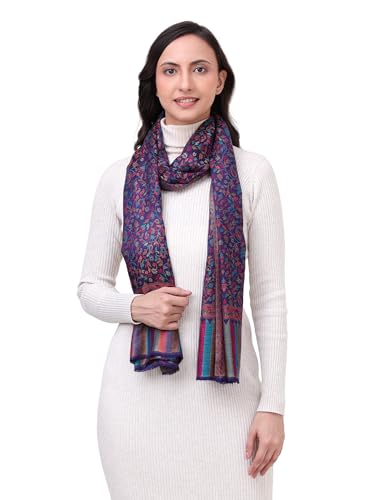 Image of EH Pashmina Stole, Reversible Jamawar weave in beautiful paisley & floral, very soft MODAL fabric, all season Stole, Scarf, Wrap.