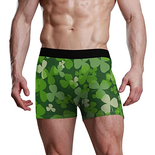 susiyo Green and White Clover Leaves Boxer Briefs for Men Underwear Multisize