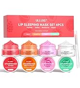 Lip Mask 4 Piece, Overnight Lip Treatment with Vitamin C & Hyaluronic Acid for Dry Lips, Nourishi...