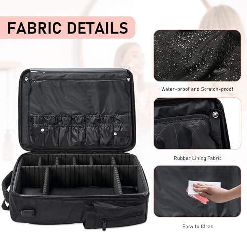 Image of Professional Makeup Case for Makeup Artist Cosmetic for Makeup Brush Storage Holder Holder Waterproof Travel Train Case, with Adjustable High Dividers, Small