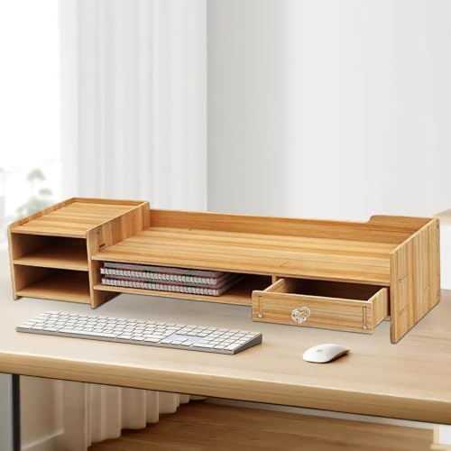 Soporte elevador de escritorio de madera premium para pantallas de PC 4