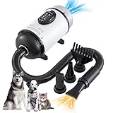 UNICOO Pet Dryer & Grooming Vacuum with Adjustable Speed & Temperature Control, Low Noise, 4 Nozzles, 1850 Watts, Blow Dry & Vacuum Functions for Dogs (White)