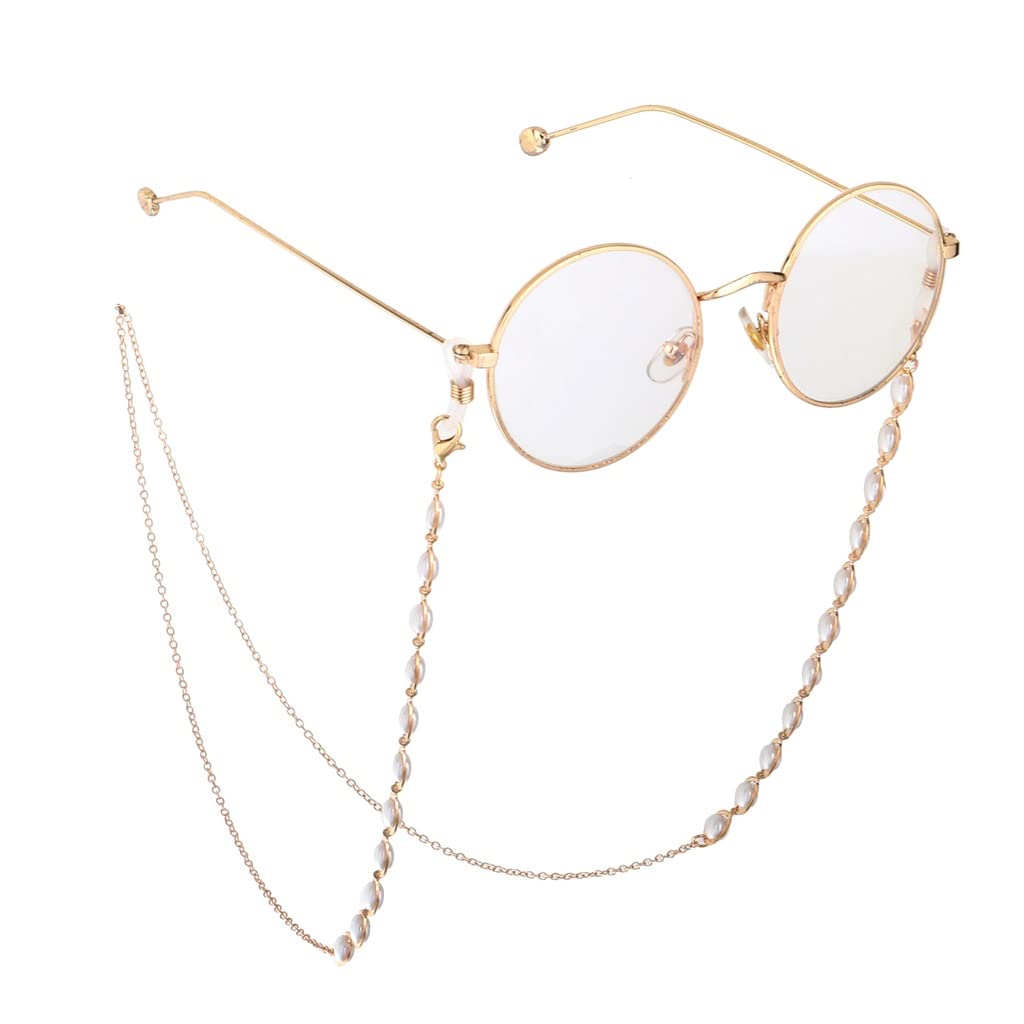 Modekette Gold Perle Brillenkette Brillenseil Lesebrille Anti-Verlust-Kette