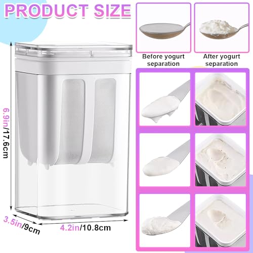 Mesen Yogurt Strainer, 1100 ML Cheese Yogurt Maker with a Fine Mesh BPA-Free, Food Strainer Reusable Kitchen Tools Household Homemade Washable with Lid for Making Thick Yogurt Soybean Milk