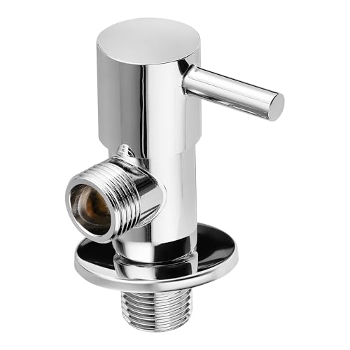 Image of Orvos Angle Valve, Rounded, Premium 304 Stainless Steel Chrome Plated Body with Full Brass Cartridge Inside, Set of 2, for Hot & Cold Supply to Geysers, Sinks, Basins and Flush Tanks