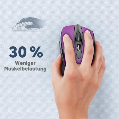 TECKNET Kabellose Maus, 2.4G Optische Funkmaus mit USB Empfänger, Grau – Ansicht 4