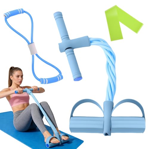 Azul Set de 3 Piezas Morado Cuerda Elástica Multifunción con Banda de Resistencia para Brazo Figura 8,Bandas Elasticas,en Cuerda de Tensión 8 Tubos Entrenador,Apto para Casa,Gimnasio y Oficina