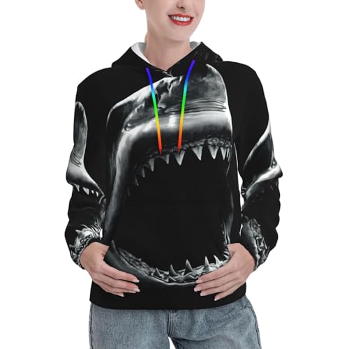 Sweat à capuche femme Shark1 pour rester au chaud avec style grâce à sa poche kangourou