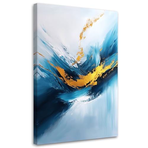 Feeby - Impression sur Toile - Déco Murale Pour le Salon et la Chambre - Marbre Bleu Glamour - 60x90 1partie - Tableau Mural - Peintures sur Toile - Modern...