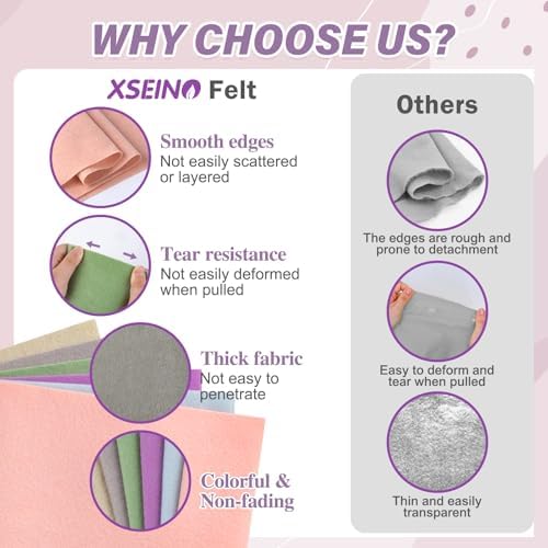 XSEINO 6 Rolls 12"x35" Large Felt Sheets(5.8Yds Total), 1.4mm Thick Nonwoven Fabric for Sewing, 6 Morandi Series Colors, Bulk DIY Craft Supplies for Bags, Garland, Decor - 3