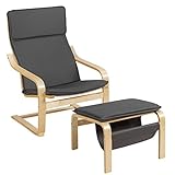Giantex Wooden Lounge Chair with Ottoman, Modern Accent Armchair Leisure Chair with Removable...