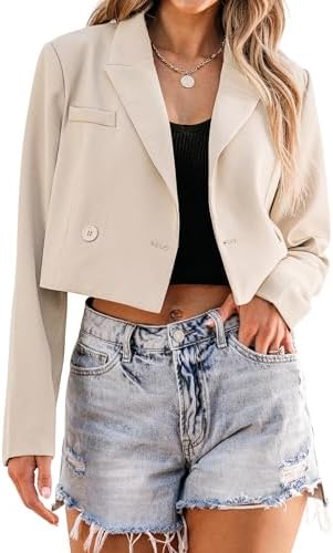 luvamia Cropped Blazers for Women Business Casual Open Front Long...