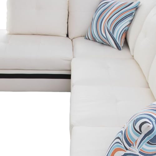 Image of L-Shaped 3-Piece Semi PU Synthetic Leather Sofa with Storage Ottoman Set, Sectional Couch Sofa Set for Living Room, Office, Small Space, White and Black-2