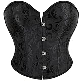 SHYMMUO Women's Black Corset Top Lace Up Overbust Bustier Waist Cincher Sexy Body Shapewear Boned Be