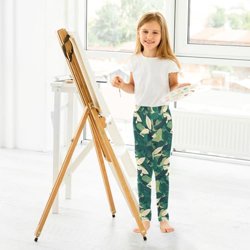 KLL Tropical Greens Leaves Toddler Girls' Cotton Leggings Fashion Full Length Sweatpants Sports 5