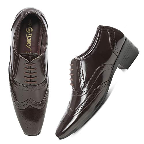 Image of BXXY TAN Height Increasing British Full Brogue Shoes for Men