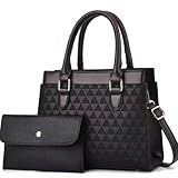 Bolsa Feminina com Carteira em Couro Ecológico Design Executivo e Moderno (Preta)