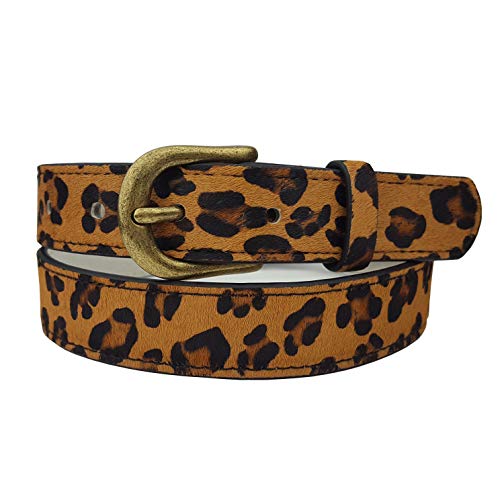 Hot Trendy Hair On Calf Leather Belt in Leopard Print With Slight Stretch Function