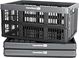 CleverMade Collapsible Utility Crates - Stone 3 Pack 45L / 11 Gal holds 66 lbs - Stackable Containers Heavy Duty Capacity Crates-Space-Saving Baskets