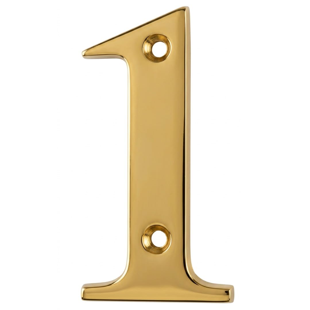 Door Number in PVD Gold Finish- Screw Fix 3" Nanocoast House Number, Times Roman Font, 1