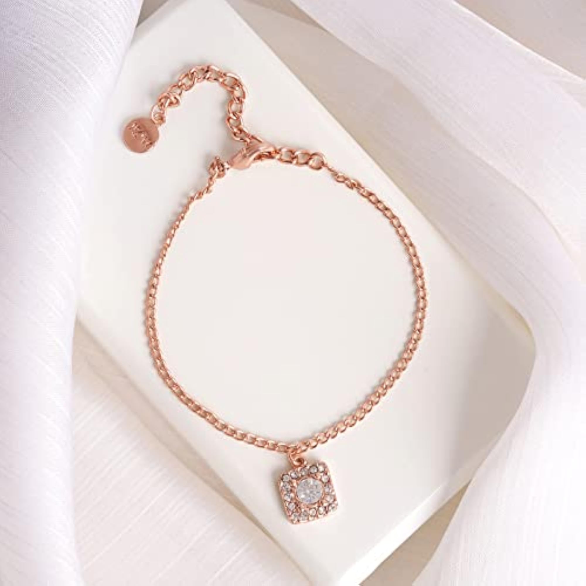 Quad Rhinestone Rose Gold Bracelet Charm