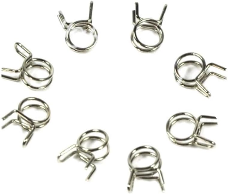 RC Fuel Model Part, 10 pcs RC Model Fuel Line Oil Air Tube Clamp Hose Spring Clip Fastener 6mm Fuel Connector Spare Part for RC Fuel Model Accessories