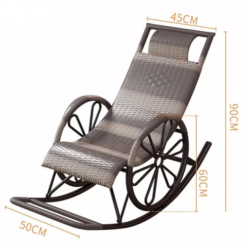 Fauteuil à bascule d'extérieur osier cadre acier de jardin - 3