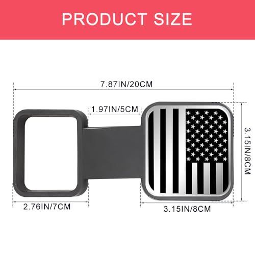 YUPIKJI 2 Inch Trailer Hitch Cover, Tow Hitch Covers, American Flag Tow Receiver Tube Plug Insert, Car Exterior Accessories Square Dustproof Towing Receiver Tube Plug Cap for Most Vehicles (Silver)