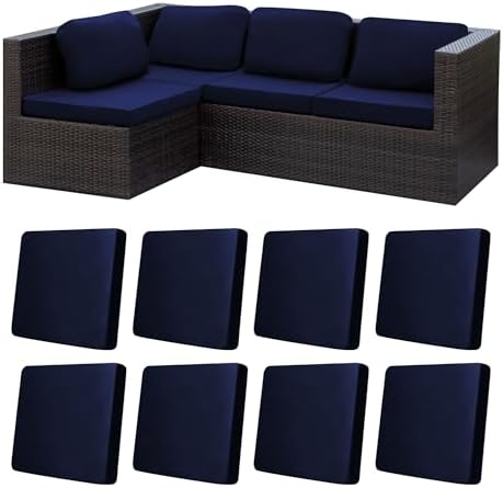 8Pcs Stretch Patio Cushion Covers,Outdoor Couch Covers Replacement,Outdoor Couch & Sofa Slipcovers,for Patio Furniture Cushion Covers,Washable Reusable urniture Protector (Navy Blue,Cover Only)