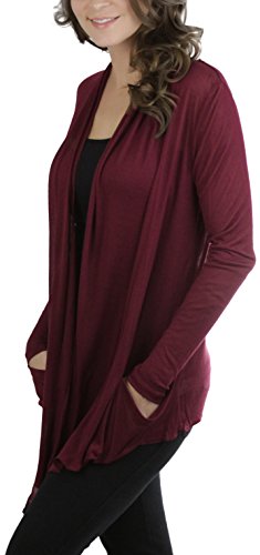 Image of ToBeInStyle Womens Open Front Long Sleeve Lightweight Asymmetrical Draped Cardigan with Side Pockets