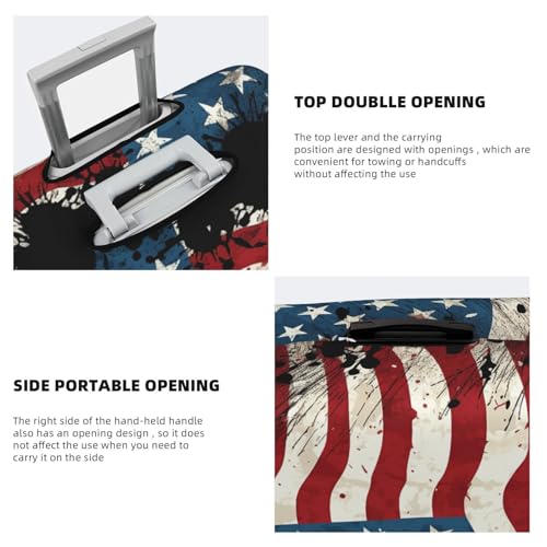 Vintage American Flag Travel Luggage Cover Elastic Suitcase Covers Washable Anti Scratch Luggage Dust Covers Protector, Fits 25-28 inch Luggage, L4