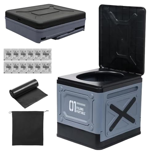 VISPREA 折りたたみ式 簡易トイレ 凝固剤12袋付き 耐荷重150kg 丸洗い可能 ポータブルトイレ 携帯トイレ 非常用トイレ 防災グッズ 災害用 車中泊 アウトドア 介護用 軽量 コンパクト収納 組立簡単 台風 地震 断水対策 仮設トイレ セット