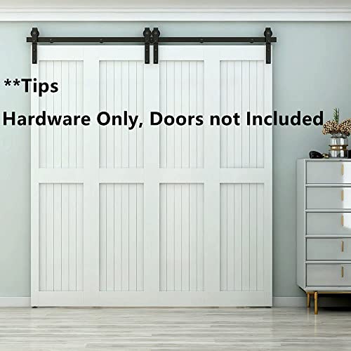 LTIYITL 6.6ft Bi-Folding Sliding Barn Door Hardware,Smoothly and Quietly-Heavy Duty -Simple and Easy to Install for 4 Doors Hardware Kit-Basic"J"[NO Door] - Thumbnail 2