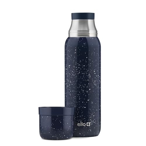 Image of Ello Therma 32oz Insulated Stainless Steel Thermos for Hot & Cold Beverages with Leak Proof Lid & Built-in Cup, Triple Wall Insulation, Hot 24 Hrs, Perfect for Coffee,Tea, Dishwasher Safe, Blue