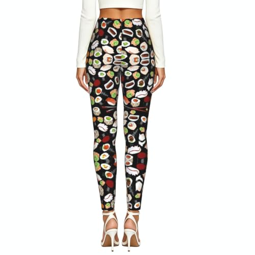 Leggings de compresión para mujer que moldean la figura con diseño de sushi 3