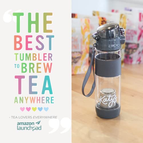Drink Katy's Tea Tumbler, Brew And Drink Tea Anywhere, Warm Or Cold Brew, Sport Tea Bottle For Loose Tea, Bagged Tea, Fruit Infusions, Bpa Free, Shatterproof, Lockable, 2Nd Gen (16 Oz, Grey) #TOP1
