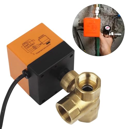 Foever Speed Elektrisches Ventil Absperr Umschalt Kugelventil Messing Absperrhahn 3 Wege,DN25 G1 Zoll, AC 230V, für Flusssteuerung Zonenventil Kugelventil