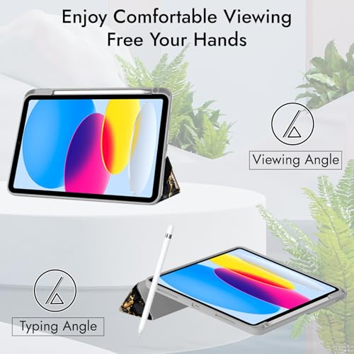 Image of Robustrion Cover for iPad 11th (A16) / 10th Generation Cover Case (2025 /2022) [Pencil Holder] (Right Side) [Auto Sleep Wake], Trifold Flip Stand Case for iPad 10th Gen / 11th Generation - Marble Cloud