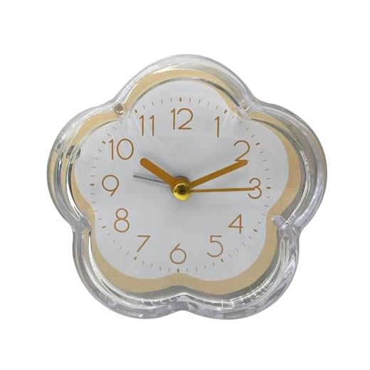 Alarm Clock, Flower Shape Silent Bedside Desk Clock Transparent Frame Non Ticking Digital Quartz